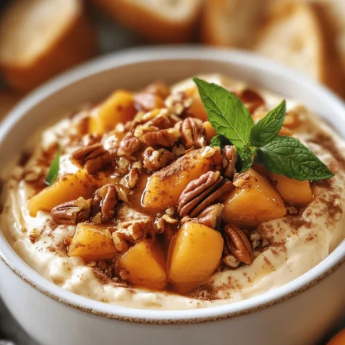 If you’re searching for a delightful appetizer that perfectly marries sweet and savory, look no further than the Bourbon Peach Pecan Dip. This unique concoction embodies the essence of summer with its ripe peaches, while the addition of bourbon infuses a rich, smoky depth that elevates the dish. The flavor profile is further enhanced by the natural crunch of toasted pecans, creating a dip that is not only delicious but also visually appealing.