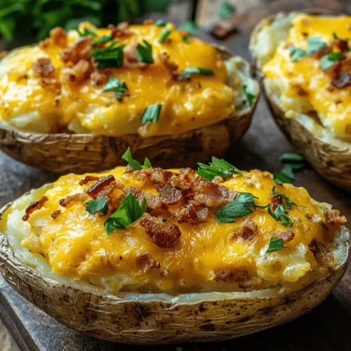 Baked potatoes have long been a beloved staple in kitchens around the world. Their versatility allows them to be enjoyed in countless ways, from simple butter and salt to elaborate toppings that elevate them into gourmet territory. Among the many variations, Twice Baked Potatoes stand out as a comforting and indulgent option that combines the heartiness of potatoes with creamy fillings and cheesy toppings. This recipe for Twice Baked Potatoes Delight takes this classic dish to new heights, ensuring every bite is a delightful experience.