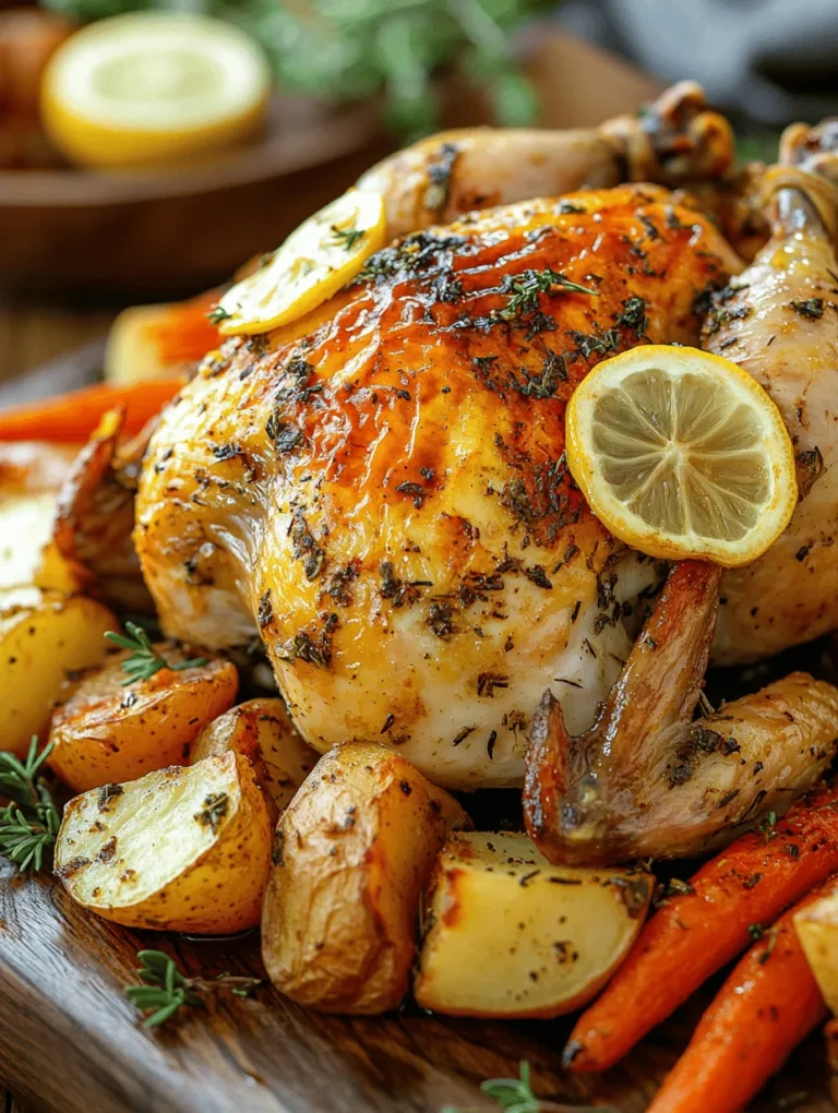 In the realm of home cooking, few dishes embody warmth and comfort quite like Herb-Infused Lemon Garlic Roasted Chicken. This recipe showcases a whole chicken elevated by aromatic herbs and zesty lemon, resulting in a meal that is not only delicious but also visually stunning. Picture a perfectly roasted chicken, its skin golden and crispy, surrounded by a medley of roasted vegetables, all infused with the fragrant notes of garlic and herbs. This is not just a meal; it’s an experience that brings family and friends together around the dinner table.