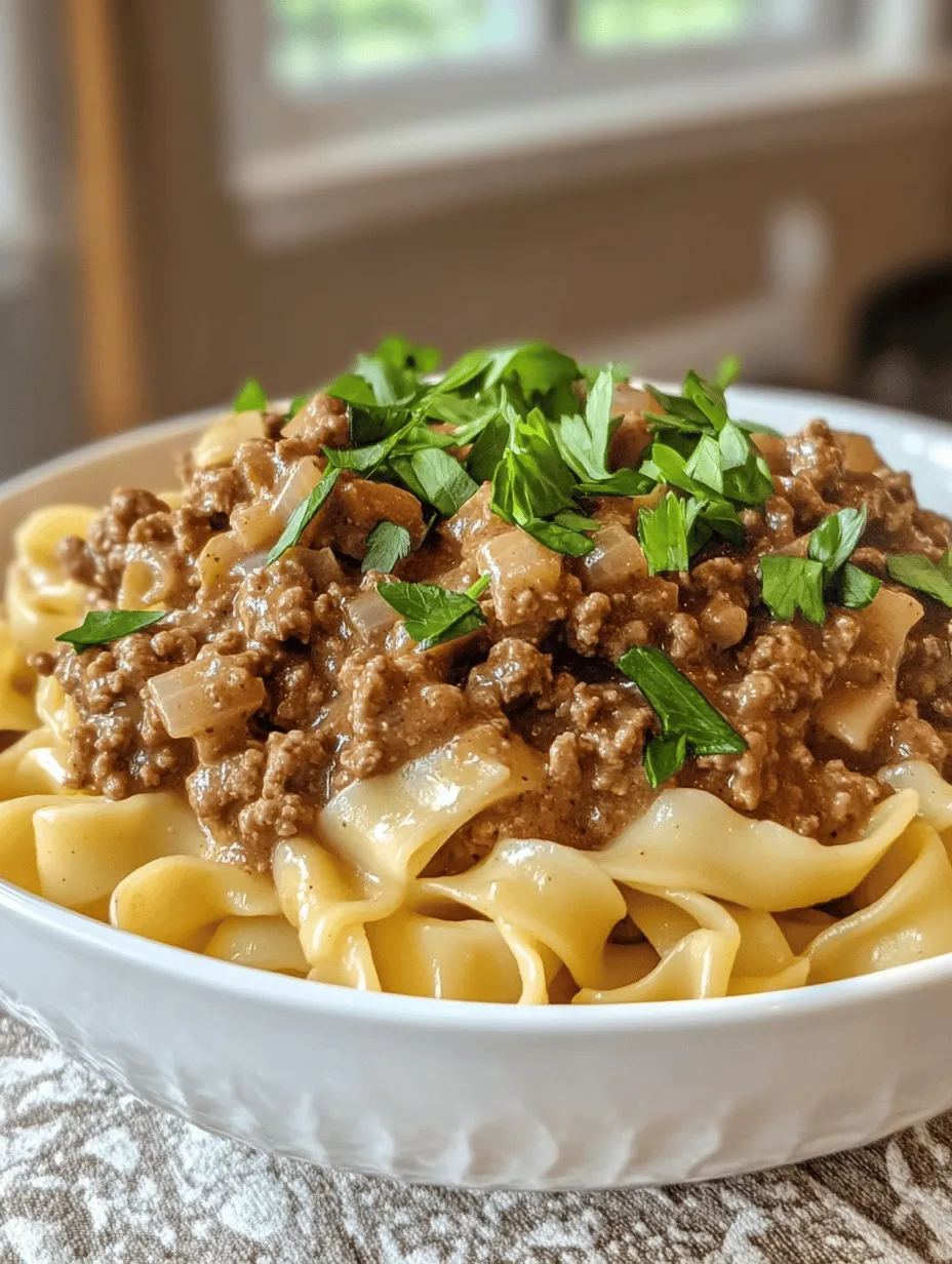 In the realm of comfort food, few dishes can rival the hearty and satisfying flavors of Hamburger Stroganoff. This easy-to-make recipe brings together ground beef, savory mushrooms, and a creamy sauce over egg noodles, creating a deliciously satisfying meal for any occasion. Perfect for busy weeknights, this dish can be prepared in just 30 minutes, making it a go-to favorite for families and individuals alike. Whether you’re looking to whip up something quick after a long day or impress guests with a comforting meal, Hamburger Stroganoff has got you covered. In this article, we will explore the origins of Stroganoff, delve into the recipe details, and provide insights on how to make this classic dish even more delightful.