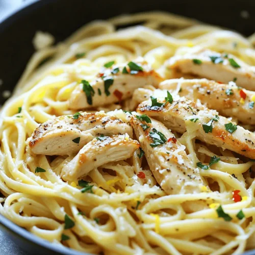 If you're looking for a dish that combines comfort, flavor, and sophistication, look no further than Chicken Scampi Linguini. This delectable pasta dish elevates the classic scampi concept by incorporating tender pieces of chicken, all enveloped in a rich, buttery garlic sauce. Known for its quick preparation time, Chicken Scampi Linguini is an ideal meal for busy weeknights yet fancy enough to impress guests at dinner parties. With a delightful mix of savory and zesty elements, it perfectly balances the heartiness of pasta with the lightness of its flavorful sauce.