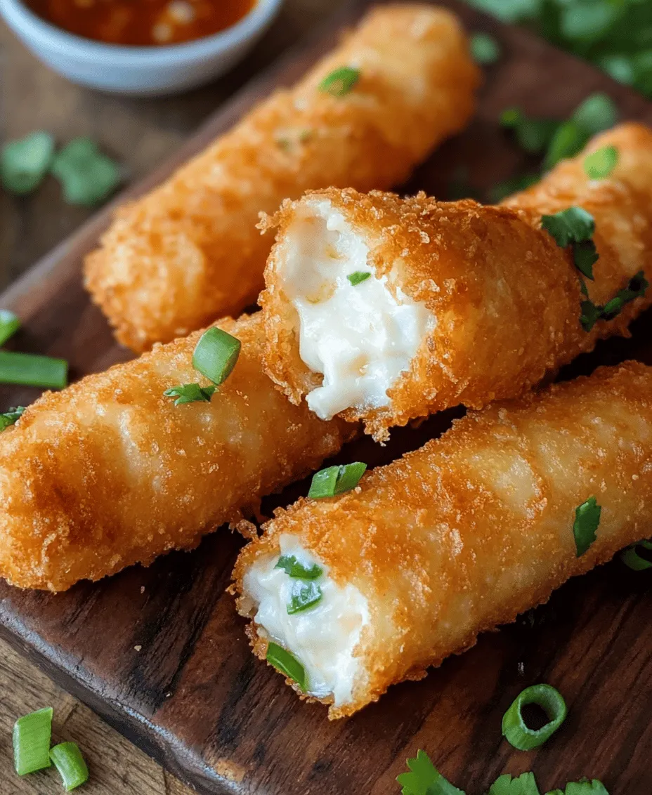 Crab Rangoon Mozzarella Sticks are a creative blend of flavors and textures that take inspiration from two classic appetizers. The concept finds its roots in the beloved crab rangoon, a popular dish in American Chinese cuisine that features a creamy filling of crab meat and cream cheese, typically wrapped in a wonton skin and deep-fried to perfection. On the other hand, mozzarella sticks are a staple at parties and sports events, known for their gooey interior and crispy exterior.