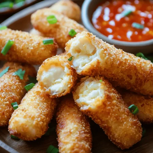 Crab Rangoon Mozzarella Sticks are a creative blend of flavors and textures that take inspiration from two classic appetizers. The concept finds its roots in the beloved crab rangoon, a popular dish in American Chinese cuisine that features a creamy filling of crab meat and cream cheese, typically wrapped in a wonton skin and deep-fried to perfection. On the other hand, mozzarella sticks are a staple at parties and sports events, known for their gooey interior and crispy exterior.