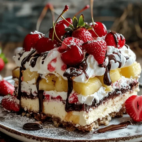 If you're searching for a dessert that encapsulates the essence of summer while being effortlessly delightful, look no further than the No-Bake Banana Split Cake Delight. This decadent treat brings together the classic flavors of a banana split, layered beautifully to create a cake that requires no baking whatsoever. Perfect for warm weather gatherings, potlucks, or simply satisfying your sweet tooth, this cake is both a feast for the eyes and a delight for the palate.