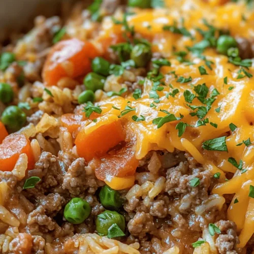 In the world of comfort food, few dishes can match the warmth and satisfaction of a hearty casserole. One standout recipe that embodies this essence is the Hearty Hamburger Rice Casserole. This dish combines savory ground beef, aromatic vegetables, and fluffy rice, all baked to perfection under a blanket of melted cheddar cheese. It’s the kind of meal that evokes feelings of home and family gatherings, making it a cherished recipe in many households.