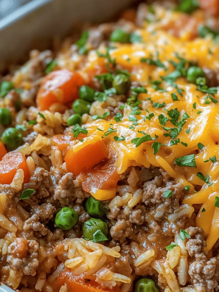 In the world of comfort food, few dishes can match the warmth and satisfaction of a hearty casserole. One standout recipe that embodies this essence is the Hearty Hamburger Rice Casserole. This dish combines savory ground beef, aromatic vegetables, and fluffy rice, all baked to perfection under a blanket of melted cheddar cheese. It’s the kind of meal that evokes feelings of home and family gatherings, making it a cherished recipe in many households.