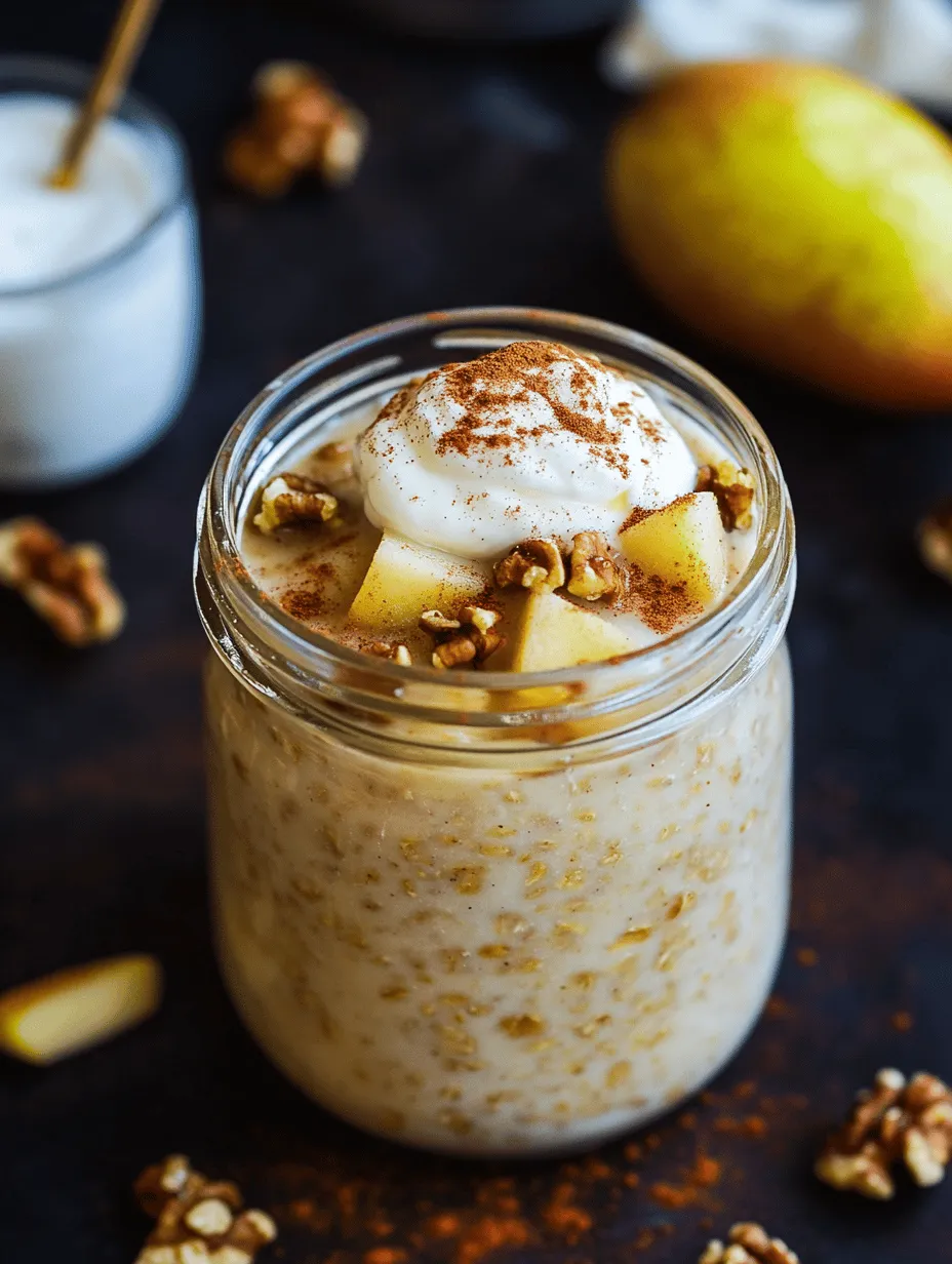 Understanding the nutritional value of the ingredients in Spiced Pear and Walnut Overnight Oatmeal highlights why this meal is a fantastic choice for breakfast. Let's delve into the numerous advantages of each component: