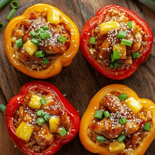 Teriyaki Pineapple Chicken & Rice Stuffed Peppers is a vibrant dish that tantalizes the taste buds with its unique fusion of flavors. This delightful recipe brings together the savory richness of teriyaki chicken, the natural sweetness of fresh pineapple, and the wholesome goodness of colorful bell peppers, creating a meal that is not only delicious but also visually appealing. This dish is perfect for family dinners, gatherings, or meal prep, catering to those who seek a healthy yet satisfying culinary experience.