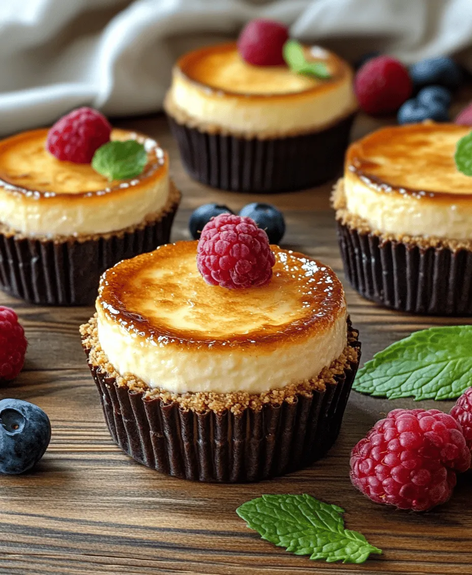 Cheesecakes and crème brûlée are two of the most beloved desserts in the culinary world, each offering their own unique blend of flavors and textures. Cheesecakes, with their creamy filling and buttery crust, are a classic favorite at gatherings, while crème brûlée, known for its rich custard base and signature caramelized sugar topping, is often considered a hallmark of fine dining. The combination of these two iconic desserts into a single, elegant creation results in the mini crème brûlée cheesecake—a delightful treat that captures the essence of both desserts in a charming, bite-sized form.