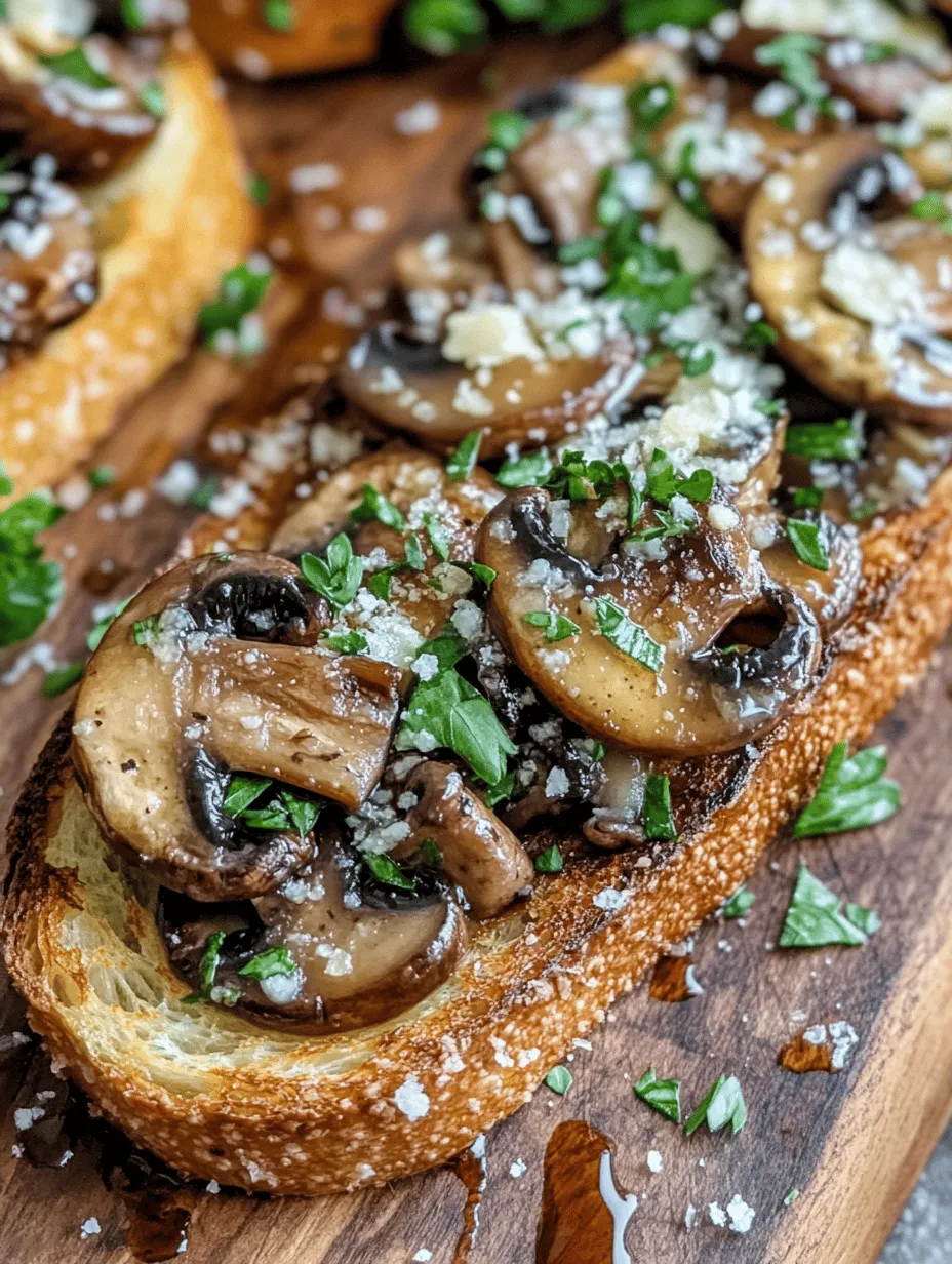 The appeal of Garlic Mushroom Toast lies in its harmonious blend of flavors and textures. At the heart of the dish are the mushrooms, which provide an earthy, umami-rich base. Varieties like cremini and button mushrooms are particularly popular, each contributing its unique taste and nutritional benefits. When these mushrooms are sautéed, they develop a deep, savory flavor that beautifully complements the pungent aroma of garlic.