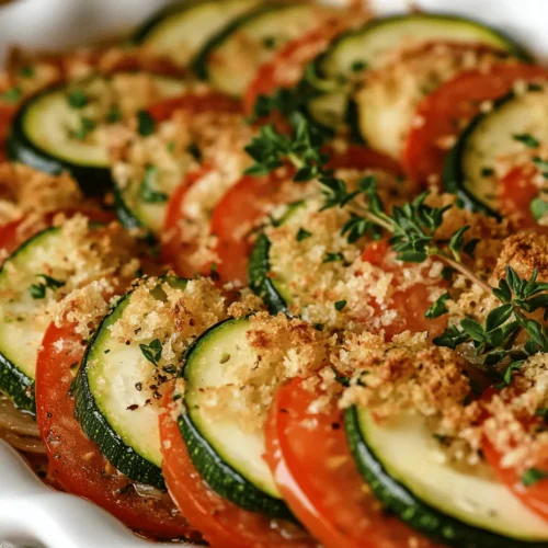 Zucchini Tian Delight is a vibrant and versatile dish that celebrates the fresh flavors of summer vegetables, making it a perfect addition to any meal. This delightful recipe showcases zucchini and tomatoes, two ingredients that shine in both taste and nutrition. Whether served as a side dish or a main course, Zucchini Tian Delight is not only a feast for the eyes but also a healthy option that can appeal to a wide range of dietary preferences.