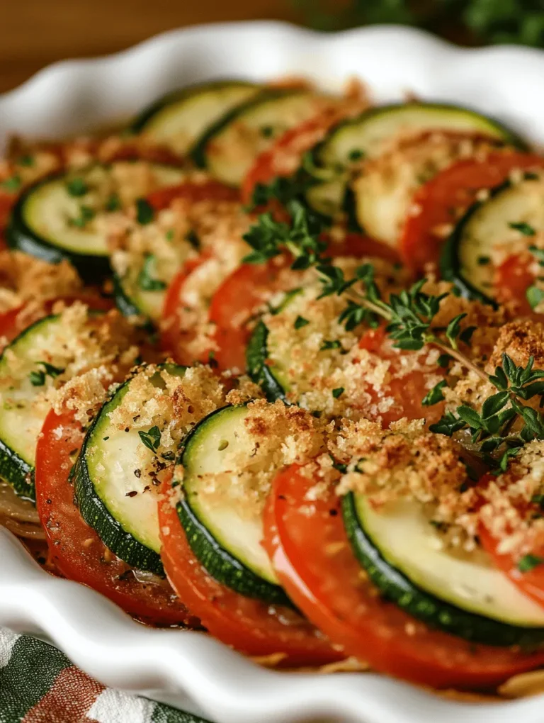 Zucchini Tian Delight is a vibrant and versatile dish that celebrates the fresh flavors of summer vegetables, making it a perfect addition to any meal. This delightful recipe showcases zucchini and tomatoes, two ingredients that shine in both taste and nutrition. Whether served as a side dish or a main course, Zucchini Tian Delight is not only a feast for the eyes but also a healthy option that can appeal to a wide range of dietary preferences.