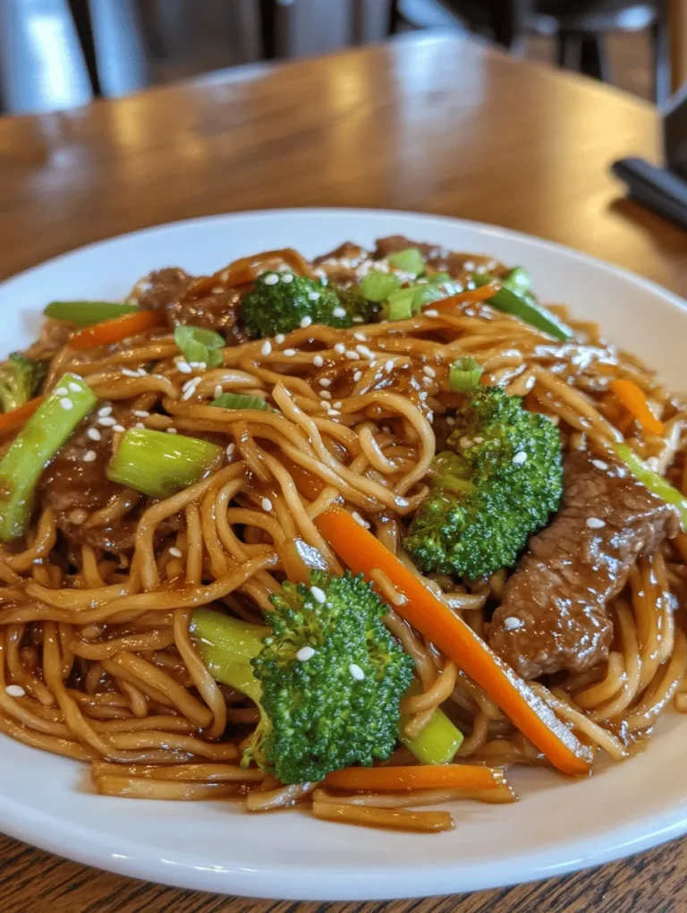 Beef and Broccoli Lo Mein is a culinary masterpiece that has captured the hearts and taste buds of many. This dish is not just a staple in Chinese restaurants around the world, but it has also found a cherished place in home kitchens. With its delightful combination of tender beef, vibrant broccoli, and soft lo mein noodles, it’s no wonder that this dish is celebrated for its rich flavors and appealing textures. The savory umami notes from the sauces, combined with the crunch of fresh vegetables, create a balanced meal that is both satisfying and wholesome.