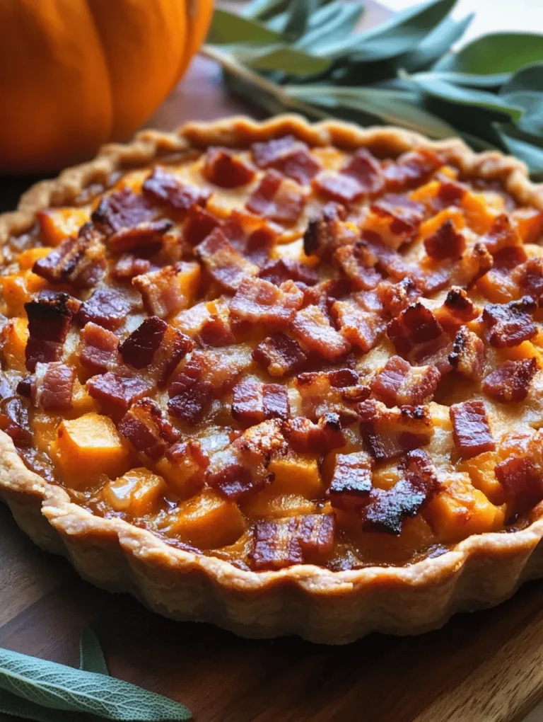 As the leaves begin to change and the air turns crisp, the culinary world embraces the warm and inviting flavors of fall. One dish that captures this seasonal spirit beautifully is the Savory Bacon Pumpkin Tart with Maple Drizzle. This delightful recipe perfectly marries the earthy sweetness of pumpkin with the savory richness of bacon, creating a harmonious blend of flavors that is sure to please any palate. Whether you're hosting a fall gathering or simply looking to indulge in comforting seasonal fare, this tart is a show-stopper that celebrates the best of autumn.