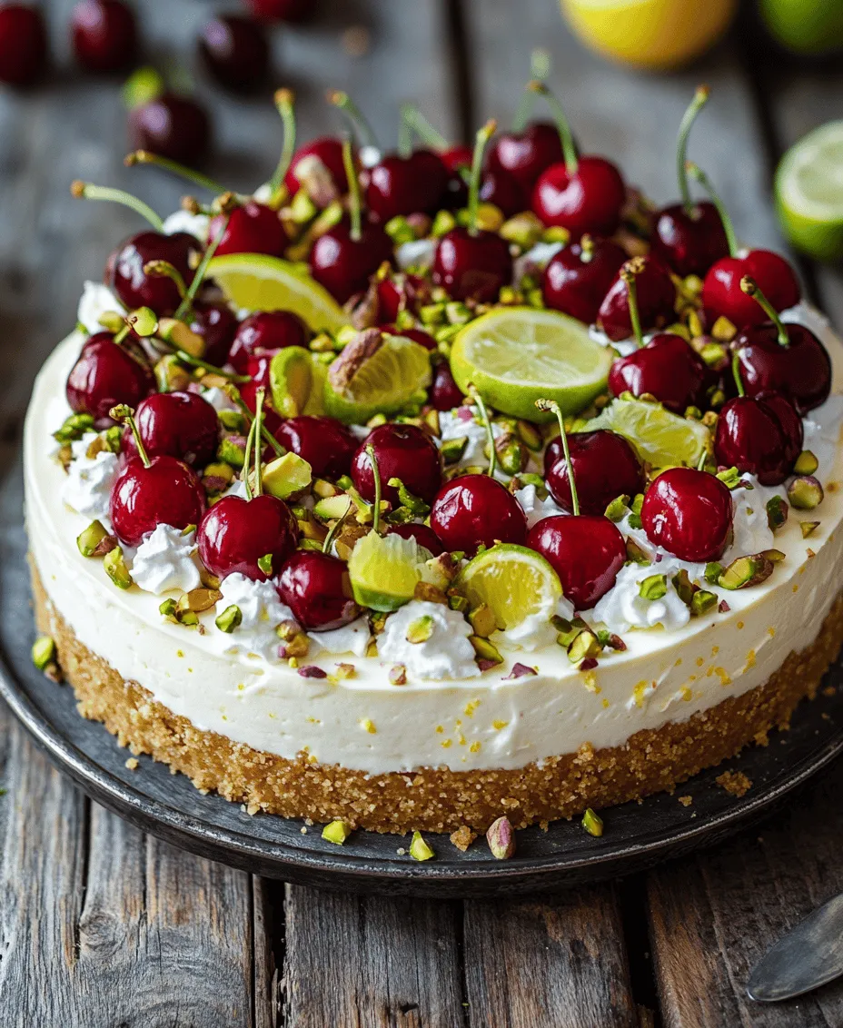 If you’re on the hunt for a show-stopping dessert that perfectly balances tart and sweet flavors, look no further than the luscious lemon-lime cherry pistachio cheesecake. This remarkable dessert offers a delightful fusion of flavors, where the zesty citrus notes harmonize with the sweet, juicy cherries, all enveloped in a rich and creamy cheesecake filling. The underlying pistachio crust adds a nutty depth that elevates the overall experience, making each bite a celebration of textures and tastes.