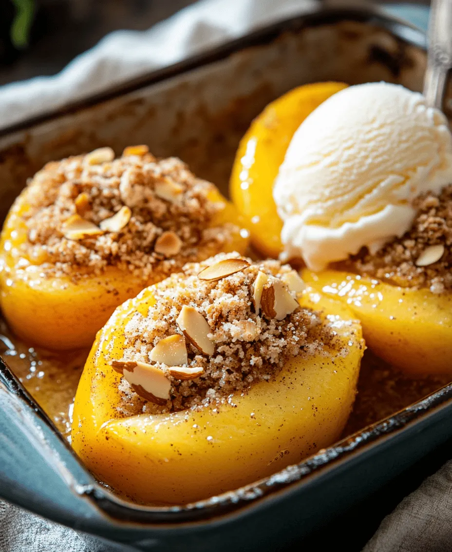 As summer rolls in and the days get longer, the bounty of fresh fruits becomes impossible to resist. Among these, peaches stand out as a quintessential summer favorite. Their vibrant color and luscious sweetness make them an ideal ingredient for a variety of dishes, but there’s something particularly special about baked peaches. This delightful dessert combines the juicy goodness of ripe peaches with a crunchy, golden topping, creating a harmonious balance of flavors and textures. Whether served warm with a scoop of ice cream, enjoyed on their own, or used as a topping for yogurt or salads, baked peaches are a versatile treat that can brighten up any occasion.