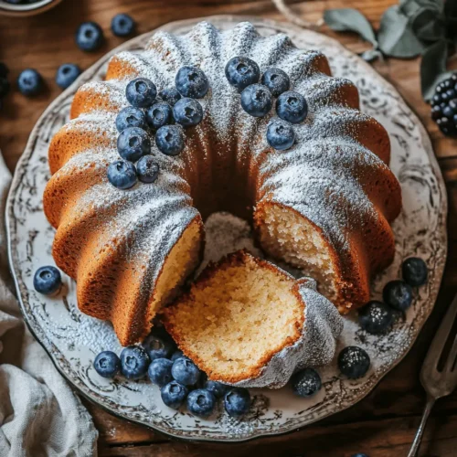 Start your day on a sweet note with the Morning Bliss Bundt Cake. This delightful recipe combines the richness of butter, the tanginess of Greek yogurt, and the natural sweetness of fresh blueberries, making it the perfect breakfast or brunch treat. Whether you are hosting a special occasion or simply want to indulge in a cozy morning at home, this Bundt cake is sure to impress. With its soft crumb and delightful flavor, the Morning Bliss Bundt Cake has quickly become a favorite among those who value both taste and nutrition in their morning meals. Let’s explore the ingredients, preparation, and unique qualities that make this cake a must-try.