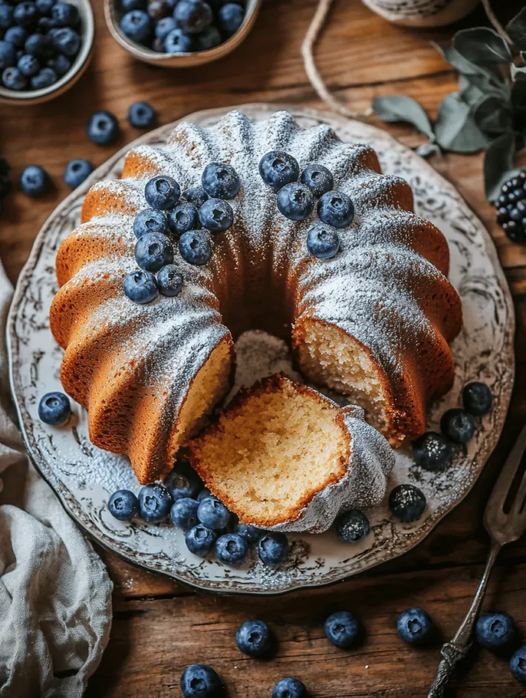 Start your day on a sweet note with the Morning Bliss Bundt Cake. This delightful recipe combines the richness of butter, the tanginess of Greek yogurt, and the natural sweetness of fresh blueberries, making it the perfect breakfast or brunch treat. Whether you are hosting a special occasion or simply want to indulge in a cozy morning at home, this Bundt cake is sure to impress. With its soft crumb and delightful flavor, the Morning Bliss Bundt Cake has quickly become a favorite among those who value both taste and nutrition in their morning meals. Let’s explore the ingredients, preparation, and unique qualities that make this cake a must-try.