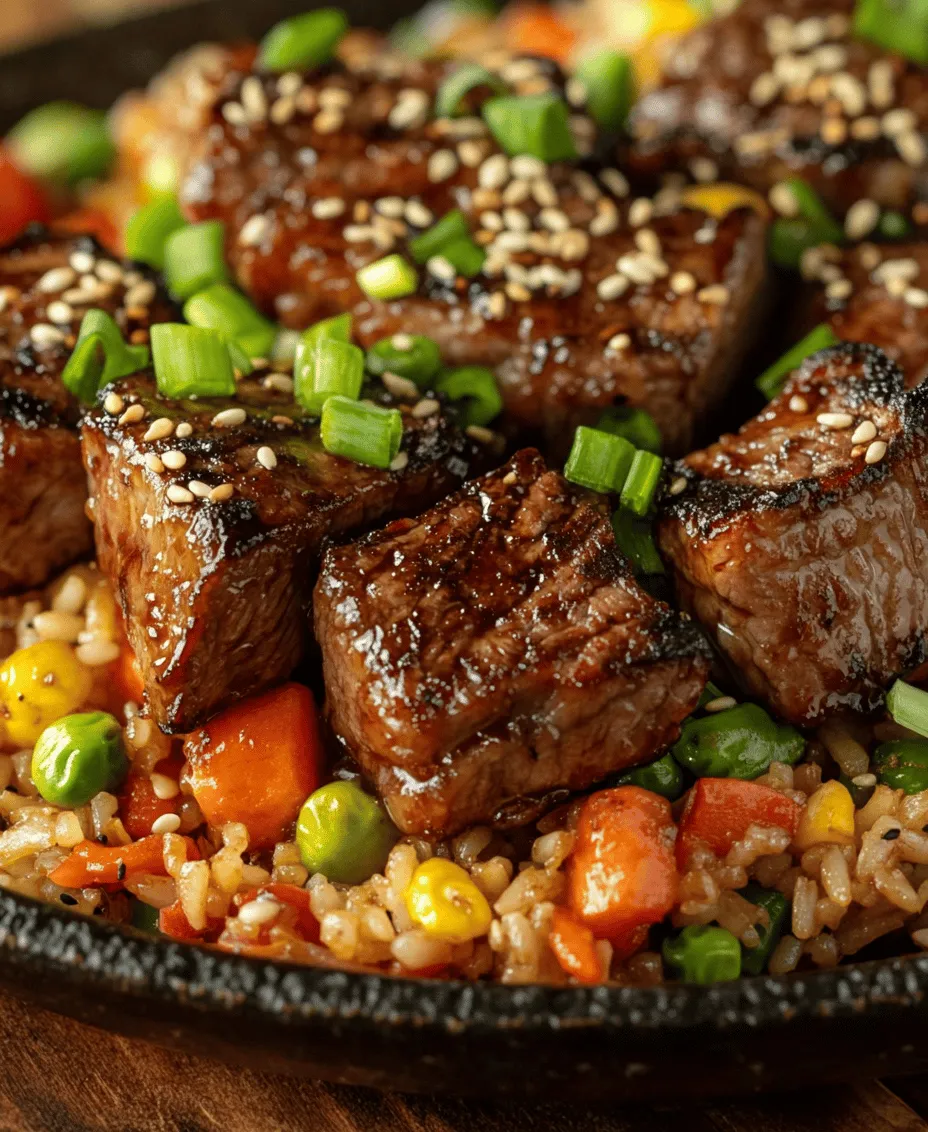 Sizzling Hibachi Steak Bites with Fried Rice is a delightful fusion of flavors that brings the vibrant atmosphere of a Japanese steakhouse right into your home. Picture this: tender sirloin steak, perfectly marinated, seared to juicy perfection, and served alongside a colorful medley of fried rice, all finished with a sprinkle of sesame seeds and green onions. This dish is not only a feast for the taste buds but also a visual delight, making it perfect for family dinners, gatherings, or even a cozy night in. The aroma of sizzling steak mingling with fragrant rice takes you straight to the heart of a lively hibachi restaurant, where chefs perform culinary magic right before your eyes.