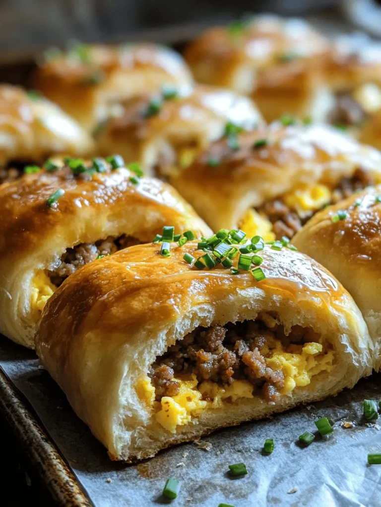 Begin your day on a delicious note with these Savory Breakfast Rolls filled with sausage, egg, and cheese. These delightful rolls are not only easy to prepare but also packed with flavors and textures that will satisfy your morning cravings. Imagine waking up to the aroma of freshly baked rolls, golden and flaky, with a savory filling that makes your stomach rumble in anticipation. Whether you’re hosting a brunch, enjoying a leisurely weekend breakfast, or simply want a hearty meal to kickstart your day, these breakfast rolls are a perfect choice.