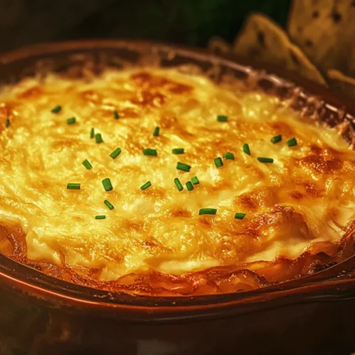 Indulge in the warmth and flavor of our Sizzling Cheesy Hot Onion Dip, a dish that elevates your appetizer game to new heights. Perfectly suited for a variety of occasions—be it a lively game night, a festive holiday gathering, or a simple get-together with friends—this dip combines the sweet, savory notes of caramelized onions with a rich blend of creamy cheeses. Its irresistibly gooey texture and robust flavor make it a surefire hit with guests of all ages.