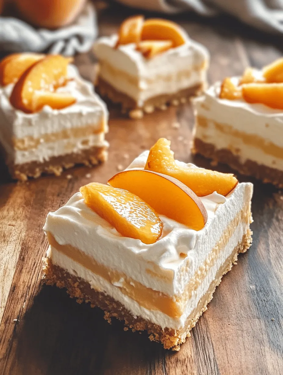 Cheesecake bars have become a beloved dessert option, celebrated for their creamy texture and the ability to be easily portioned for sharing. The unique combination of peaches and cream adds a delightful twist to this classic treat, making it a standout choice for summer gatherings and family dinners. When fresh peaches are in season, their juicy sweetness complements the rich creaminess of cheesecake, capturing the essence of summer in every bite. This recipe not only highlights the natural flavors of ripe peaches but also emphasizes the ease of preparation, ensuring that even novice bakers can impress their guests with a stunning dessert.