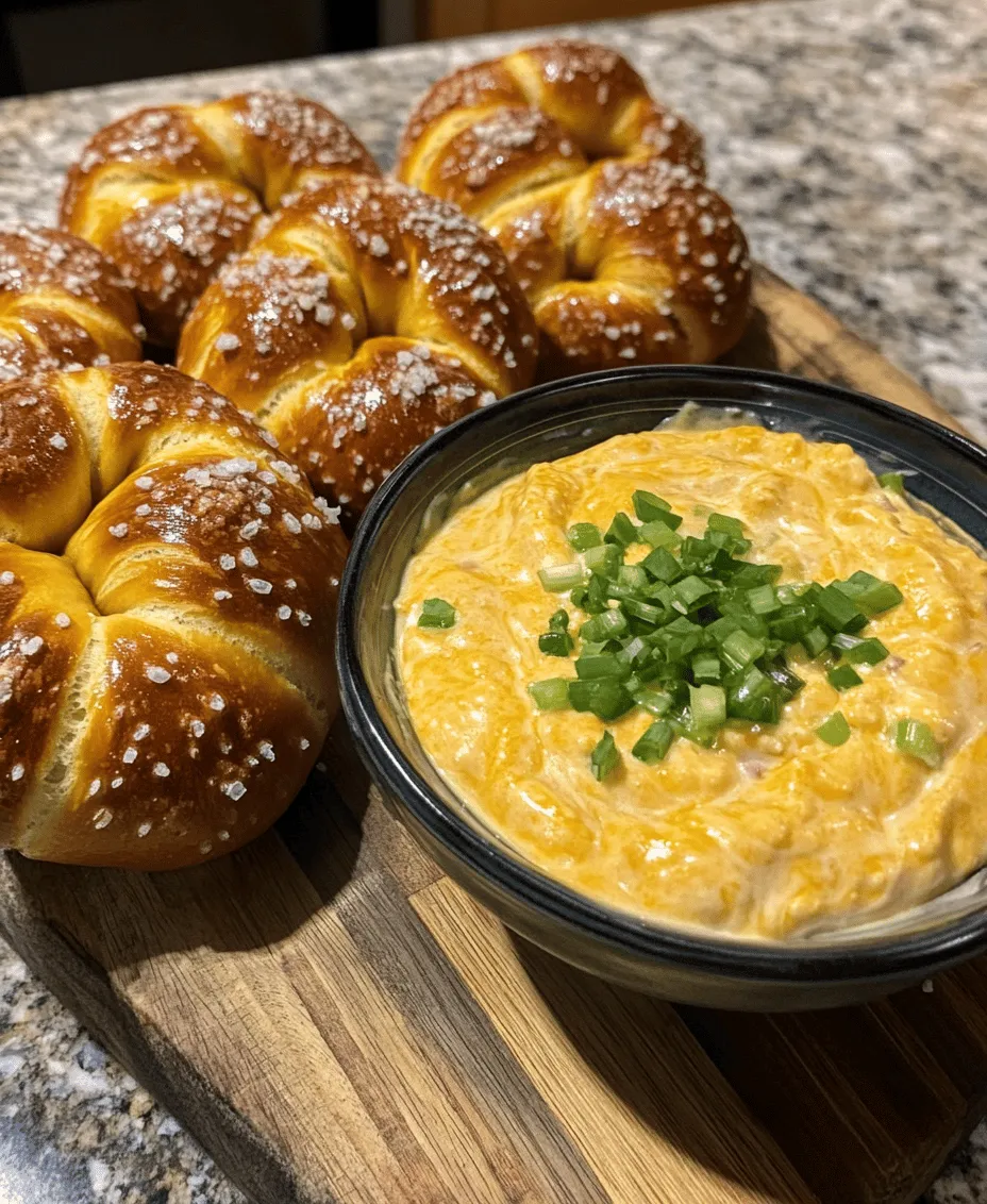 Homemade soft pretzels are a beloved snack that evokes the warmth of street fairs and cozy gatherings. Their golden-brown exterior and soft, chewy interior make them a favorite for both children and adults alike. Pairing these delightful pretzels with a rich and creamy cheese dip elevates the experience, creating a perfect balance of flavors that is hard to resist. Whether enjoyed as an appetizer, a game-day snack, or a comforting treat at home, cheesy soft pretzels are sure to please.