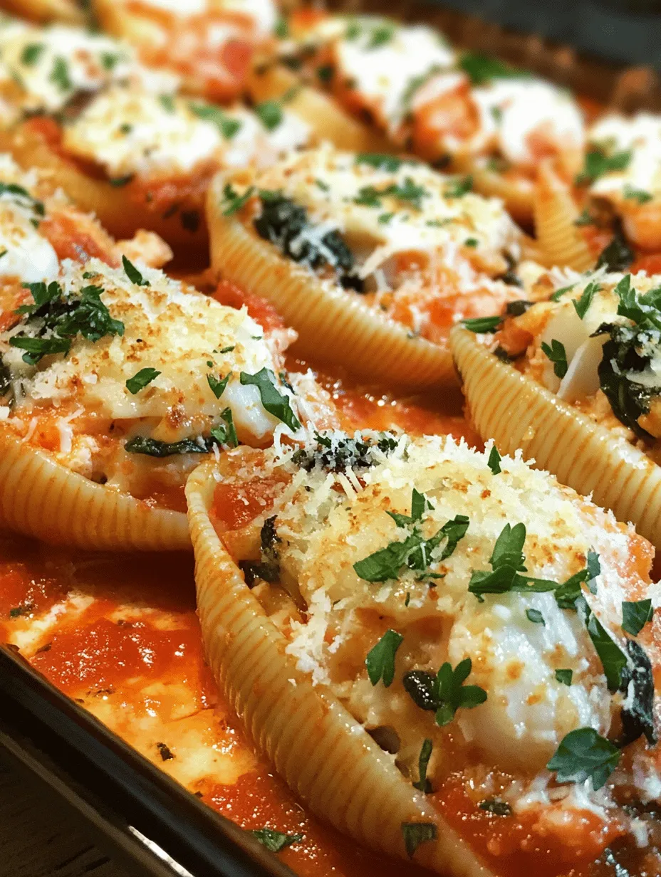Stuffed pasta shells, with their large, hollow shapes, provide a delightful way to enjoy a hearty filling wrapped in a tender embrace of pasta. Traditionally, they are filled with ricotta cheese, spinach, or various meats, but the possibilities are endless. The beauty of this dish lies in its adaptability; you can tailor the stuffing to suit your preferences, dietary needs, or seasonal ingredients. In this Seafood Stuffed Shells Delight recipe, we elevate the experience by incorporating a mix of fresh seafood, creamy cheeses, and vibrant vegetables, creating a dish that is sure to impress family and friends alike.