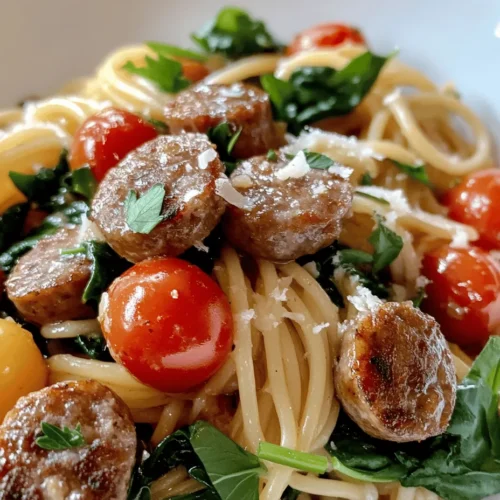 If you’re seeking a quick, flavorful, and satisfying meal that brings the family together on a busy weeknight, look no further than the Sticky Honey Garlic Sausage Pasta Skillet. This dish masterfully combines the sweetness of honey with the savory depth of garlic and Italian sausage, creating an unforgettable flavor profile that is bound to please even the pickiest eaters. The vibrant colors and enticing aroma make it an appealing option for dinner, while the simplicity of the recipe ensures that you won't be spending hours in the kitchen.