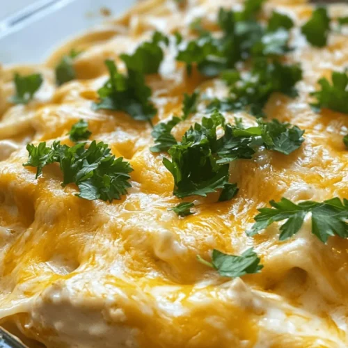 Welcome to a culinary adventure that merges comfort food with bold flavors: Creamy Cheddar BBQ Ranch Chicken Alfredo. This dish uniquely combines the richness of Alfredo sauce with the tangy sweetness of BBQ and the zesty notes of ranch seasoning. It’s the perfect solution for busy weeknights or cozy family gatherings, promising to satisfy with every creamy, cheesy bite.