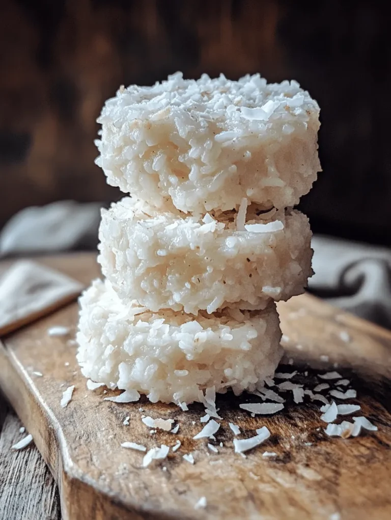 Coconut Rice Cakes Delight is a delightful fusion of flavors and textures that reflects the rich culinary traditions of tropical regions. This recipe captures the essence of coconut and the aromatic qualities of jasmine rice, creating a treat that is both comforting and exotic. Rice cakes have long been a staple in various cuisines around the world, from the crispy rice cakes of East Asia to the hearty rice cakes found in Latin American households. Their versatility allows them to be enjoyed in numerous ways: as a snack, dessert, or even a breakfast item.