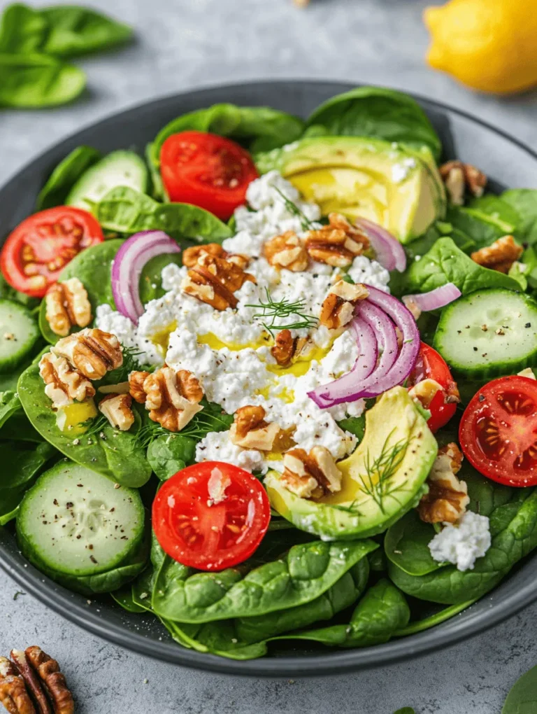 In today's fast-paced world, maintaining a balanced diet can sometimes feel like a daunting task. However, incorporating fresh salads into your daily meals is an effortless way to ensure you're getting a variety of essential nutrients. Salads not only provide a refreshing burst of flavors but also serve as a canvas for a multitude of healthy ingredients. One such delightful creation is the Fresh & Creamy Cottage Cheese and Spinach Salad. This unique salad combines the lushness of fresh greens with the creamy texture of cottage cheese, making it a satisfying option for lunch, dinner, or even as a side dish.