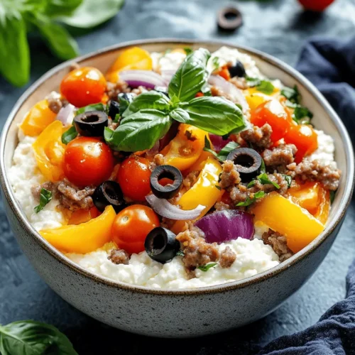 At the heart of the Cottage Cheese Pizza Bowl is cottage cheese itself—a remarkable ingredient that boasts an impressive nutritional profile. Known for its high protein content, cottage cheese serves as a fantastic source of fuel, promoting muscle repair and satiety. A single serving can contain around 25 grams of protein, making it an ideal choice for those looking to maintain or increase their protein intake. Additionally, it is rich in calcium, essential for bone health, and provides B vitamins that support energy metabolism.