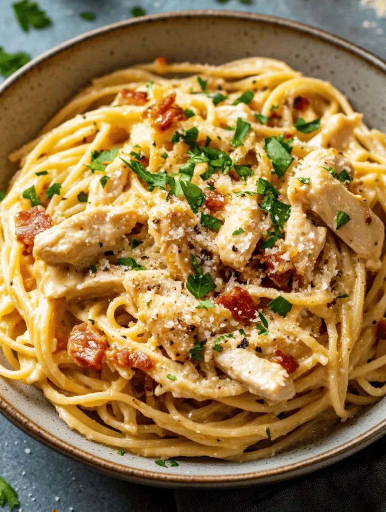 Chicken Carbonara is a beloved classic dish that brings the comforting flavors of Italian cuisine to your dinner table. This rich, creamy pasta dish is not just a meal; it’s an experience that tantalizes the taste buds and warms the heart. Originating from the rustic kitchens of Italy, Carbonara has evolved over the years but remains a favorite for many. It's the perfect choice for family dinners, intimate gatherings, or special occasions where you want to impress your guests without spending hours in the kitchen.