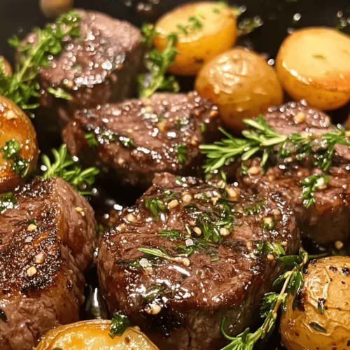 In the world of comfort food, few dishes capture the essence of heartiness quite like the Garlic Butter Steak and Potatoes Skillet. This dish is a celebration of flavors, combining succulent pieces of steak with crispy, golden potatoes, all enveloped in a rich garlic butter sauce. It’s the kind of meal that not only fills your stomach but also warms your heart, making it an ideal choice for weeknight dinners, special occasions, or cozy family gatherings.