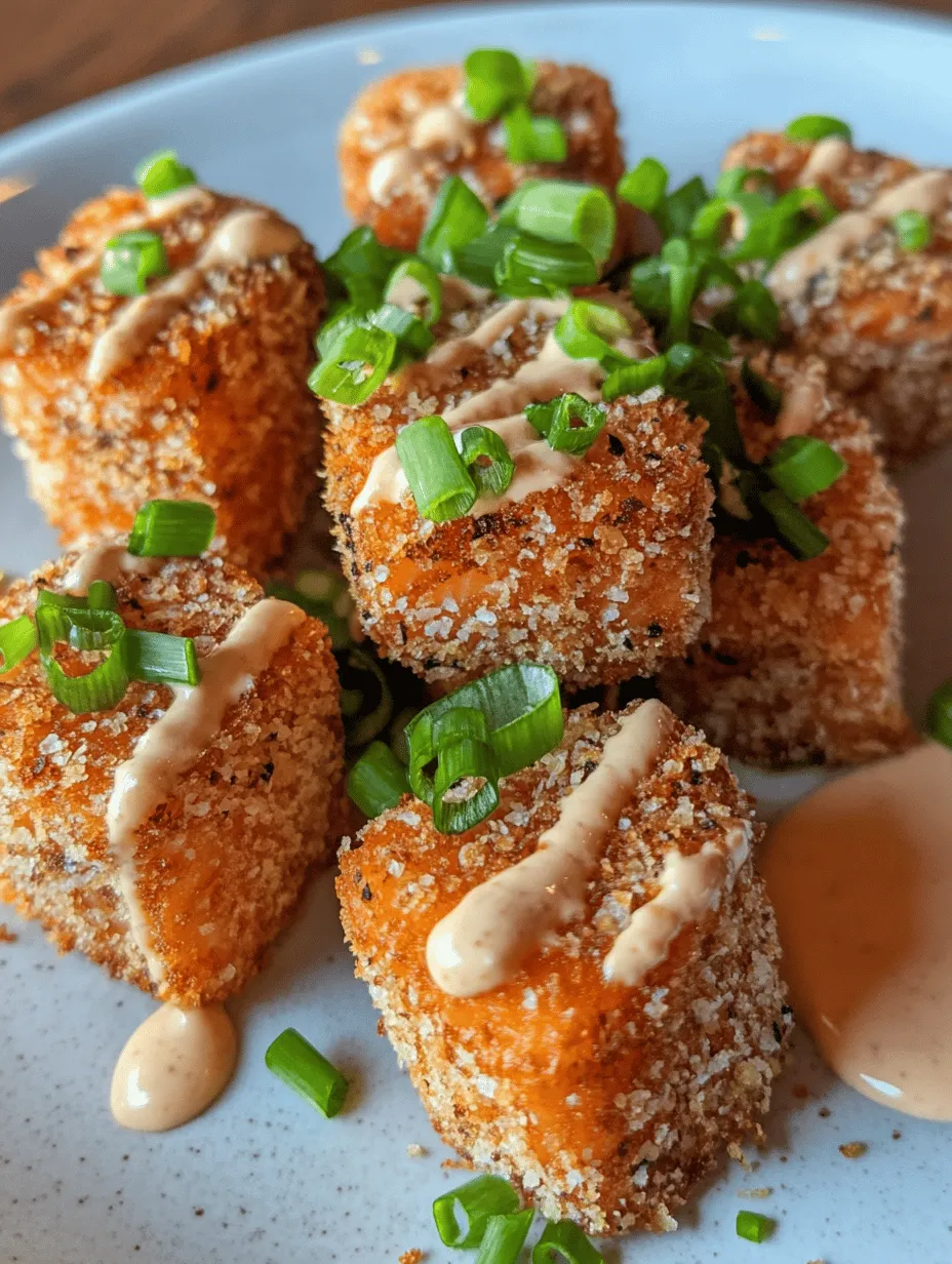 Crispy Bang Bang Salmon Bites are an irresistible blend of flavors and textures that have taken the culinary world by storm. This dish brings together the rich, buttery taste of salmon, a crispy coating, and a zesty, creamy sauce that ignites the palate. Perfect as an appetizer for gatherings or as a satisfying main course for a cozy dinner at home, these salmon bites are not just a meal but an experience. The delightful crunch from the coating combined with the spicy, tangy Bang Bang sauce makes this dish a crowd-pleaser, sure to impress family and friends alike.