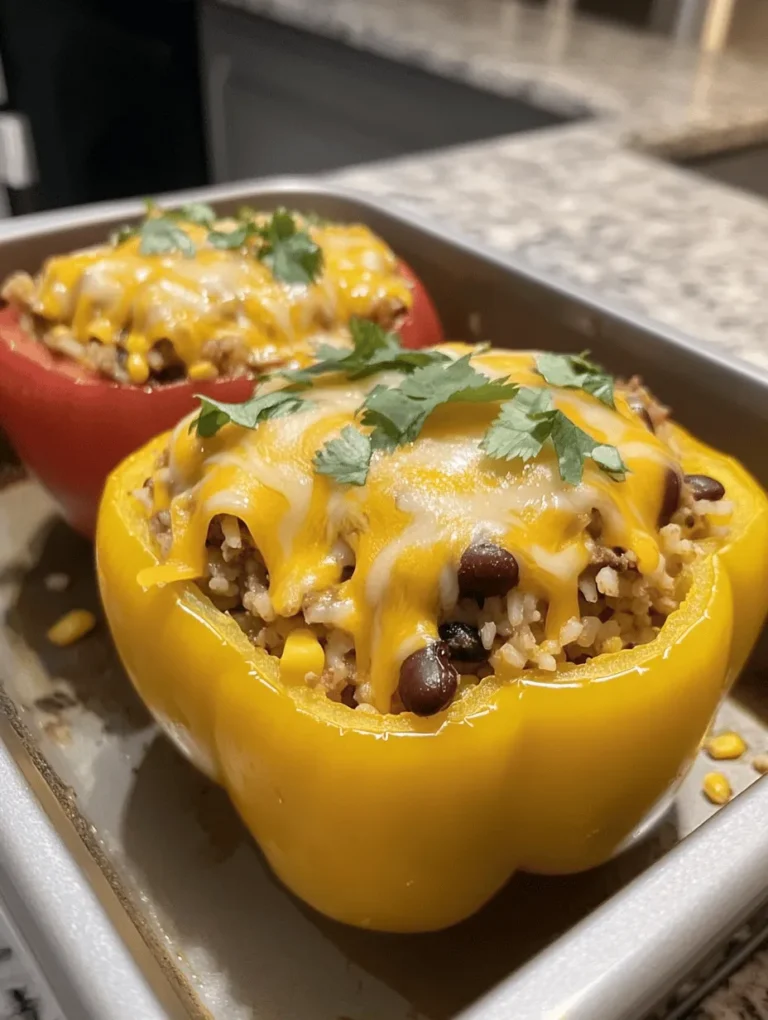 Taco Stuffed Bell Peppers are a delightful and versatile dish that brings together the best elements of Mexican cuisine with the wholesome goodness of fresh vegetables. This recipe is perfect for anyone seeking a balanced meal bursting with flavor. The combination of tender bell peppers filled with a savory mixture of seasoned meat, beans, corn, and rice creates a satisfying entrée that is both nutritious and comforting. Whether you are cooking for your family, prepping meals for the week, or entertaining guests, Taco Stuffed Bell Peppers fit the bill. They are not only visually appealing but also provide an excellent opportunity to incorporate a variety of fresh ingredients into your diet.