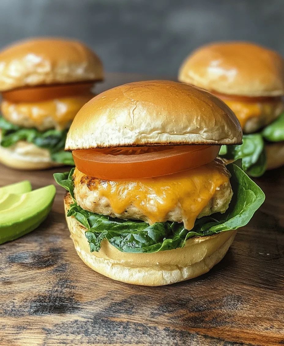 In recent years, chicken burgers have surged in popularity, quickly becoming a favorite alternative to traditional beef patties. They offer a lighter, healthier option while still delivering on taste and satisfaction. Versatile and easy to cook, chicken burgers can be customized with a variety of ingredients, making them suitable for a wide range of diets and culinary preferences. Among the many variations, the <strong>White Cheddar and Spinach Chicken Burgers</strong> stand out as a deliciously innovative option that combines the lean protein of chicken with the vibrant flavors of fresh spinach and the rich creaminess of white cheddar cheese.” /></p>
</p>
<h3>Detailed Instructions for Preparation and Cooking</h3>
</p>
<p>Preparation of the White Cheddar and Spinach Chicken Burgers is not just about following a recipe; it’s about creating a delicious dish that blends textures and flavors seamlessly. Let’s dive into the specifics of mixing, forming, cooking, and finishing your burgers perfectly.</p>
</p>
<h4>Mixing the Ingredients</h4>
</p>
<p>The first step in achieving the perfect chicken burger is the mixing of ingredients. Begin with ground chicken, which serves as the base for your patties. To this, add finely chopped fresh spinach and shredded white cheddar cheese. The spinach not only adds a burst of color but also infuses the burger with essential vitamins and minerals. The white cheddar lends a creamy texture and rich flavor that enhances the overall taste.</p>
</p>
<p>When mixing, it’s crucial to handle the meat gently. Overmixing can lead to tough burgers, so combine the ingredients just until they are integrated. This step is pivotal in ensuring a cohesive texture while maintaining the juiciness of the chicken. A light touch allows the flavors to meld without compromising the integrity of the meat.</p>
</p>
<h4>Forming Patties</h4>
</p>
<p>Once your mixture is ready, it’s time to form the patties. To ensure they cook evenly, take a handful of the mixture and shape it into a patty about ¾ inch thick. Make a small indentation in the center of each patty with your thumb. This prevents the burger from puffing up during cooking and promotes even cooking throughout.</p>
</p>
<p>A useful tip is to keep your hands slightly damp while forming the patties; this prevents the mixture from sticking to your hands. If you’re prepping ahead, feel free to wrap the patties in plastic wrap and refrigerate them for up to a day. Chilling the patties also helps them hold their shape better during cooking.</p>
</p>
<h4>Cooking Methods</h4>
</p>
<p>You have two excellent options for cooking your White Cheddar and Spinach Chicken Burgers: grilling and pan-searing. Each method has its pros and cons.</p>
</p>
<p>1. <strong>Grilling</strong>:</p>
<p>– <strong>Pros</strong>: Grilling imparts a delightful smoky flavor and allows excess fat to drip away from the patties. It’s also a great way to cook multiple burgers at once if you’re hosting a gathering.</p>
<p>– <strong>Cons</strong>: It requires a grill and can be challenging if the weather is not conducive to outdoor cooking.</p>
</p>
<p>2. <strong>Pan-searing</strong>:</p>
<p>– <strong>Pros</strong>: This method allows for more control over the cooking process. A cast-iron skillet can achieve a nice sear and keep the burgers juicy.</p>
<p>– <strong>Cons</strong>: You may need to cook in batches if you’re making several burgers, and it requires a bit more attention to prevent sticking.</p>
</p>
<p>Regardless of the method you choose, aim for medium-high heat. This ensures a nice crust forms on the outside while keeping the inside juicy.</p>
</p>
<h4>Ensuring Proper Doneness</h4>
</p>
<p>It’s essential to cook your chicken burgers to a safe internal temperature. Ground chicken should reach an internal temperature of 165°F (74°C) to be considered safe for consumption. Use a meat thermometer to check the temperature in the thickest part of the patty. This step is crucial—not only for safety but also to ensure the chicken is fully cooked without being dry.</p>
</p>
<h4>Toasting Buns</h4>
</p>
<p>A perfect burger deserves a perfect bun. Toasting your buns enhances their flavor and texture, providing a satisfying contrast to the juicy chicken patty. There are a couple of techniques you can use:</p>
</p>
<p>– <strong>Grilling</strong>: Place the cut sides of the buns on the grill for 1-2 minutes, watching closely to prevent burning.</p>
<p>– <strong>Pan-toasting</strong>: In a skillet, add a little butter or oil and toast the buns over medium heat until golden brown.</p>
</p>
<p>The goal is to achieve a light crunch on the outside while keeping the inside soft. This adds to the overall burger experience, allowing for better structure when holding all the toppings.</p>
</p>
<h3>Creative Serving Suggestions</h3>
</p>
<p>Now that your White Cheddar and Spinach Chicken Burgers are ready, it’s time to think about what to serve alongside them. Here are some delicious ideas to create a complete meal.</p>
</p>
<h4>Ideas for Pairing the Burgers with Sides</h4>
</p>
<p>1. <strong>Healthy Options</strong>:</p>
<p>– <strong>Fresh Salads</strong>: A crisp salad with mixed greens, cherry tomatoes, cucumbers, and a light vinaigrette pairs wonderfully with the richness of the burgers. You could also add some avocado for creaminess.</p>
<p>– <strong>Vegetable Sticks</strong>: Carrot and celery sticks or bell pepper slices served with hummus or a yogurt-based dip make for a refreshing side that balances the meal.</p>
</p>
<p>2. <strong>Comfort Food</strong>:</p>
<p>– <strong>Fries</strong>: Classic French fries or sweet potato wedges provide a comforting side that everyone loves. For a healthier twist, consider baking them with a sprinkle of sea salt and herbs.</p>
<p>– <strong>Onion Rings</strong>: Crispy onion rings can add a delightful crunch and flavor contrast to the meal.</p>
</p>
<h4>Recommendations for Sauces and Condiments</h4>
</p>
<p>Enhance the flavors of your chicken burgers with thoughtful sauces and condiments. Some excellent options include:</p>
</p>
<p>– <strong>Garlic Aioli</strong>: A creamy garlic aioli adds a punch of flavor without overwhelming the burger.</p>
<p>– <strong>Spicy Mayo</strong>: Mix mayonnaise with sriracha or your favorite hot sauce for a spicy kick.</p>
<p>– <strong>Avocado Spread</strong>: A simple mashed avocado with lime juice can add a rich, creamy element that complements the flavors perfectly.</p>
</p>
<h3>Nutritional Information</h3>
</p>
<p>Understanding the nutritional content of your White Cheddar and Spinach Chicken Burgers can help you enjoy them guilt-free. Here’s a breakdown of the nutritional information per serving:</p>
</p>
<p>– <strong>Calories</strong>: Approximately 350 calories per burger (including a bun and basic toppings).</p>
<p>– <strong>Protein</strong>: 30g of protein, thanks to the chicken and cheese.</p>
<p>– <strong>Fat</strong>: 20g of fat, primarily from the cheese and any added condiments.</p>
<p>– <strong>Carbohydrates</strong>: About 30g from the bun and accompanying sides.</p>
<p>– <strong>Fiber</strong>: 2-3g, depending on the type of bun and additional vegetables.</p>
</p>
<p>If you’re looking to modify the recipe for different dietary needs, consider the following options:</p>
</p>
<p>– <strong>Gluten-Free</strong>: Use gluten-free buns or lettuce wraps instead of bread.</p>
<p>– <strong>Lactose-Free</strong>: Substitute white cheddar with a lactose-free cheese option or omit it entirely for a lighter version.</p>
<p>– <strong>Low-Carb</strong>: Serve the patties without buns and complement with a side salad.</p>
</p>
<h3>Conclusion</h3>
</p>
<p>The White Cheddar and Spinach Chicken Burgers offer a delightful combination of flavors and textures that not only satisfy your cravings but also provide a wholesome meal option. The blend of savory chicken, creamy white cheddar, and fresh spinach make these burgers a standout choice for family dinners or gatherings with friends.</p>
</p>
<p>Encourage yourself to try this recipe as it represents a healthy yet indulgent alternative to traditional beef burgers. Cooking is not just about feeding yourself; it’s about the joy of creating something delicious and sharing it with those you love. So gather your ingredients, roll up your sleeves, and enjoy the rewarding experience of making and savoring these delectable chicken burgers. Happy cooking!</p>
<div id=
