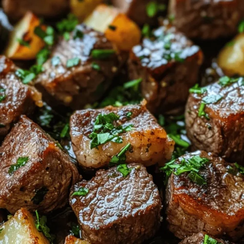 At the heart of Sizzling Garlic Butter Steak Bites and Crispy Potatoes is a rich medley of flavors that come together to create a truly unforgettable dining experience. The key ingredients work harmoniously, each contributing its unique character to the dish.