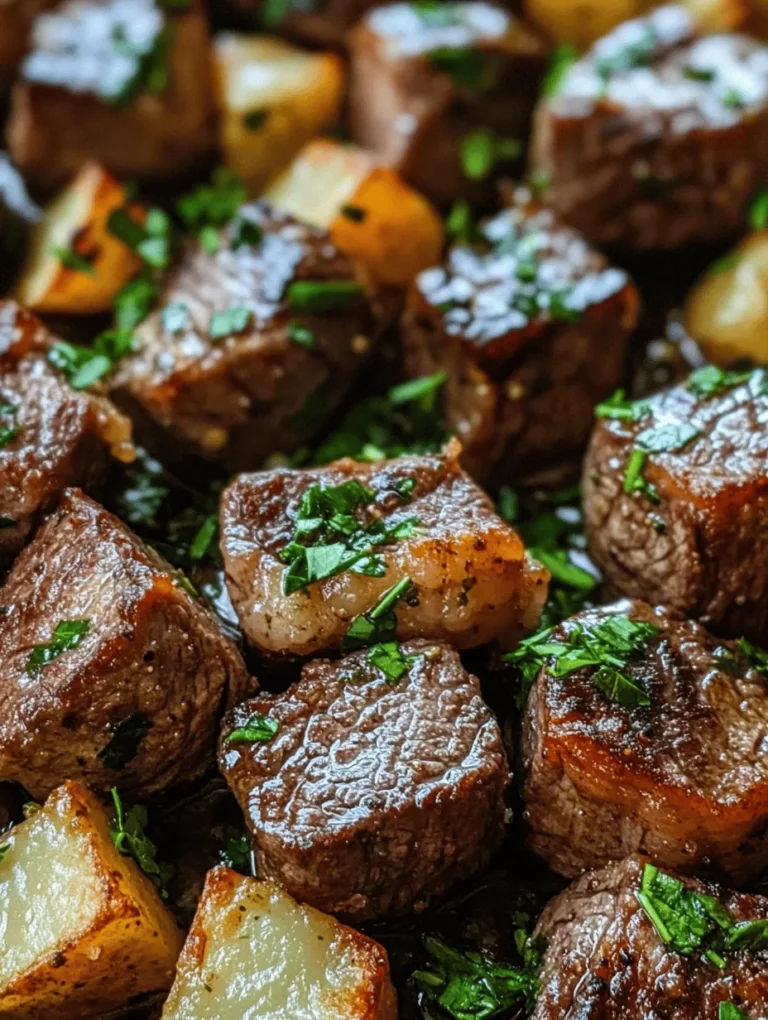 At the heart of Sizzling Garlic Butter Steak Bites and Crispy Potatoes is a rich medley of flavors that come together to create a truly unforgettable dining experience. The key ingredients work harmoniously, each contributing its unique character to the dish.