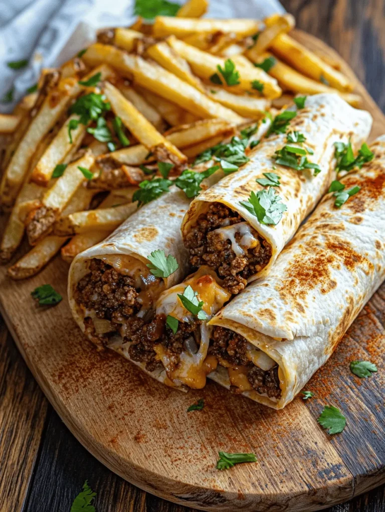 If you're looking for a meal that offers both comfort and satisfaction, cheesy beef burritos with crispy fries are the perfect dish to try. This recipe embodies the essence of hearty, flavorful cooking, combining savory ground beef with gooey cheese, all wrapped snugly in a soft tortilla. Paired with crispy fries that complement the burrito's richness, it’s a meal that pleases the palate and fills the belly.