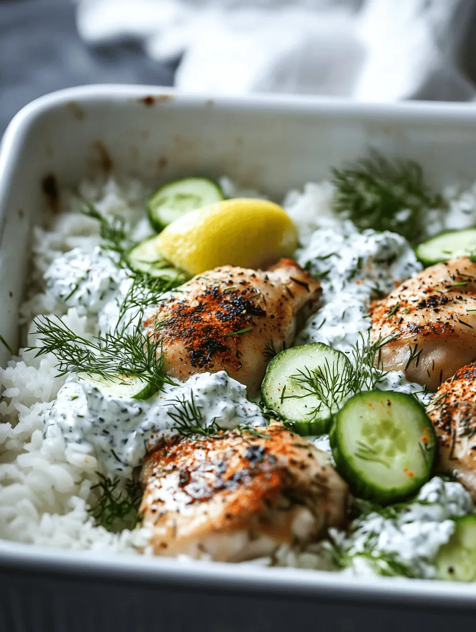 In the world of culinary delights, few dishes capture the essence of simplicity and flavor quite like Dump-and-Bake Chicken Tzatziki with Rice. This vibrant dish draws inspiration from the traditional Mediterranean tzatziki sauce, known for its refreshing combination of yogurt, cucumber, and herbs. Historically, tzatziki has been a staple in Greek cuisine, often served as a dip or condiment alongside grilled meats and pita bread. The bright, tangy flavor of tzatziki not only complements a variety of dishes but also embodies the healthful principles of Mediterranean eating, which emphasizes fresh ingredients and wholesome flavors.