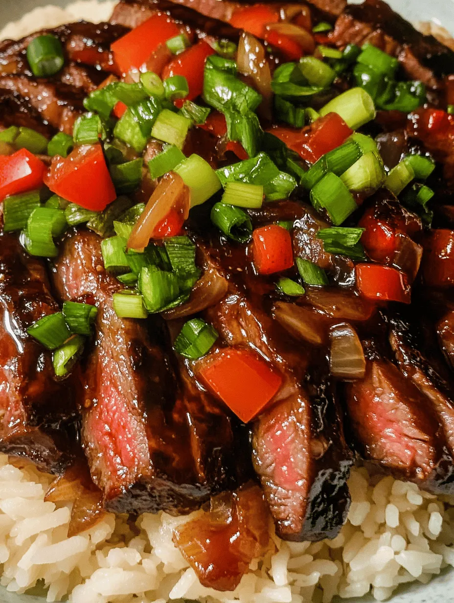 Sizzling Pepper Steak with Onions is a vibrant and flavorful dish that brings the best of Asian cuisine right to your dinner table. This delectable recipe showcases tender flank steak paired with crisp bell peppers and aromatic garlic and ginger. The result is not only a feast for the taste buds but also a colorful addition to your meal plan. Perfect for weeknight dinners or gatherings, this dish offers a delightful combination of textures and flavors that will leave everyone asking for seconds.