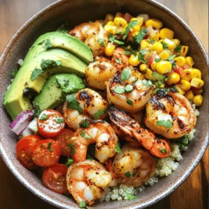 If you’re looking for a dish that encapsulates vibrant flavors, nutritional benefits, and ease of preparation, look no further than the Grilled Shrimp Bowl with Avocado, Corn Salsa, and Creamy Garlic Sauce. This culinary delight is not just a feast for the eyes but also a wholesome meal that combines succulent shrimp, creamy avocado, and a refreshing corn salsa, all topped off with a luscious garlic sauce.