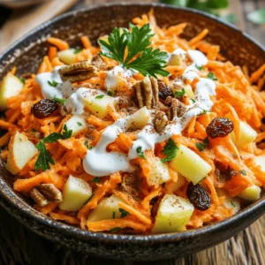 In a world where healthy eating is becoming more of a priority, the Crunchy Carrot Apple Delight stands out as a vibrant and versatile dish that is sure to please both your palate and your nutritional goals. This delightful combination of crunchy carrots, crisp apples, and an array of flavor-enhancing ingredients creates a refreshing dish that can serve multiple purposes—whether as a side dish for your main meal or a wholesome snack to fuel your day. With its colorful appearance and satisfying texture, this recipe is not only a feast for the eyes but also a celebration of fresh, healthy ingredients that can energize you throughout the day.