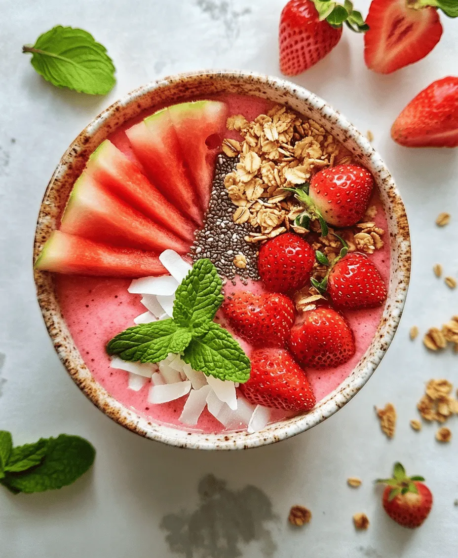 Smoothie bowls have taken the culinary world by storm, emerging as a popular choice for breakfast, snacks, and even light meals. Unlike traditional smoothies, which are enjoyed in a glass, smoothie bowls are served in a bowl and adorned with a variety of toppings, making them not only a feast for the taste buds but also a visual delight. This trend taps into the growing demand for healthy, nutritious, and visually appealing food options. Among the myriad of flavors and combinations, the refreshing watermelon and strawberry smoothie bowl stands out as a vibrant and rejuvenating choice.