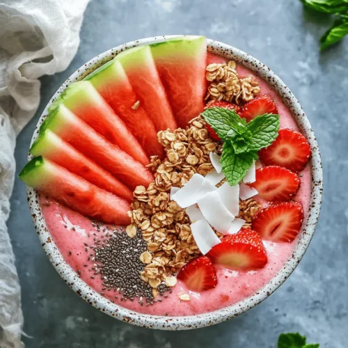 Smoothie bowls have taken the culinary world by storm, emerging as a popular choice for breakfast, snacks, and even light meals. Unlike traditional smoothies, which are enjoyed in a glass, smoothie bowls are served in a bowl and adorned with a variety of toppings, making them not only a feast for the taste buds but also a visual delight. This trend taps into the growing demand for healthy, nutritious, and visually appealing food options. Among the myriad of flavors and combinations, the refreshing watermelon and strawberry smoothie bowl stands out as a vibrant and rejuvenating choice.