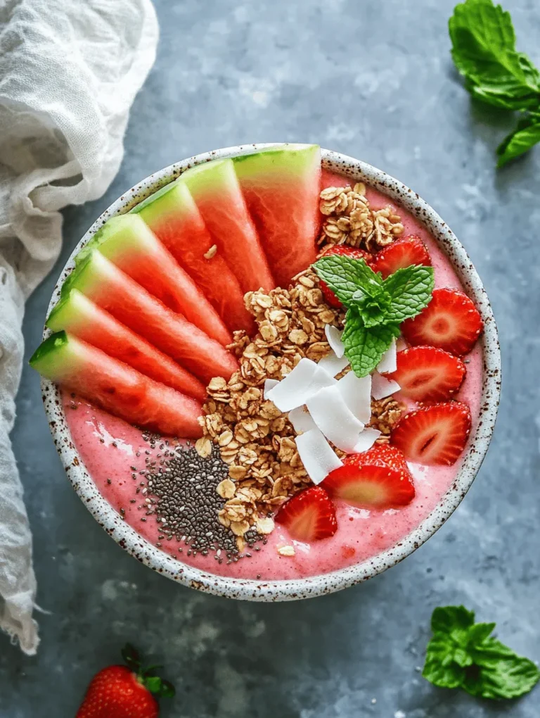 Smoothie bowls have taken the culinary world by storm, emerging as a popular choice for breakfast, snacks, and even light meals. Unlike traditional smoothies, which are enjoyed in a glass, smoothie bowls are served in a bowl and adorned with a variety of toppings, making them not only a feast for the taste buds but also a visual delight. This trend taps into the growing demand for healthy, nutritious, and visually appealing food options. Among the myriad of flavors and combinations, the refreshing watermelon and strawberry smoothie bowl stands out as a vibrant and rejuvenating choice.