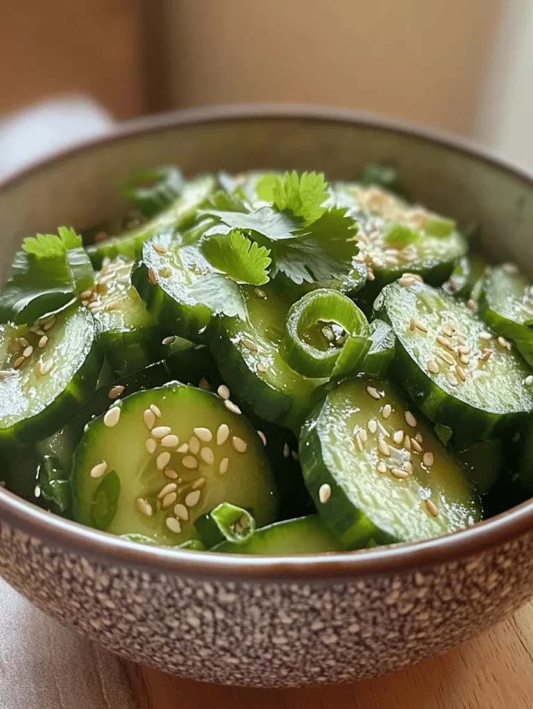 Salads are a staple in Asian cuisine, celebrated for their vibrant flavors, fresh ingredients, and health benefits. Among the myriad of salad options available, the Crunchy Asian Cucumber Salad stands out as a refreshing dish that captures the essence of Asian culinary traditions. This salad is not only visually appealing but also incredibly versatile; it can be served as a side dish complementing main courses or enjoyed as a light, nutritious meal on its own.