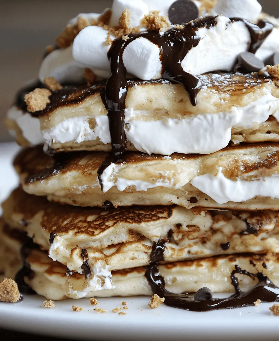 Pancakes have long held a special place in the hearts and stomachs of people around the world, cherished for their fluffy texture and comforting warmth. From the classic buttermilk stack enjoyed on lazy Sunday mornings to the more adventurous flavors like blueberry and banana walnut, pancakes are a breakfast staple that never goes out of style. Now, imagine taking this beloved breakfast dish and infusing it with the nostalgic flavors of a classic campfire treat: s’mores. This is precisely what S’mores Pancakes Delight offers—a unique fusion that marries the comforting embrace of pancakes with the gooey, chocolatey goodness of s’mores, creating a delightful dish that appeals to both the young and the young at heart.